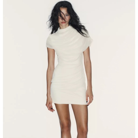 Zara NWT short dress with combination cape white 4772/232 - Picture 2 of 13